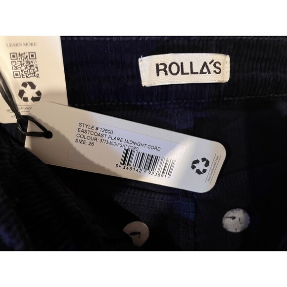 Rolla's women Eastcoast Flare Corduroy Pants Jeans size 26 US (8 AUS) Navy 26x32 - Picture 8 of 11